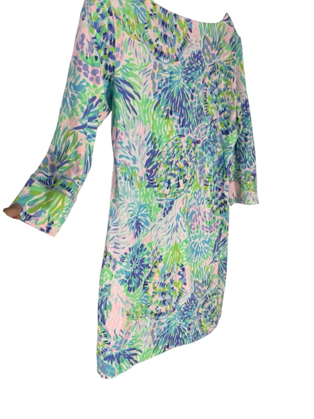 Lilly Pulitzer Multicolor Floral Shift Dress - Blue Green Pink Large NYT - Picture 4 of 7